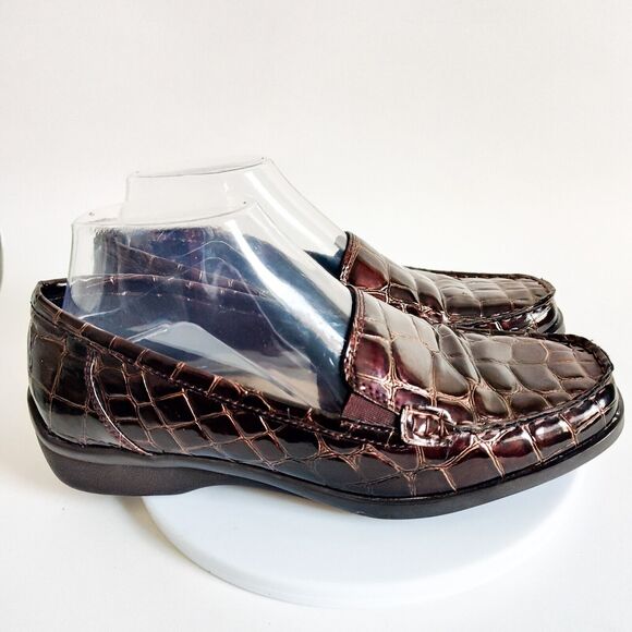 Aravon New Balance Loafers Size 7.5 Whitney Croc Patent Leather Slip On Shoes - Picture 2 of 11
